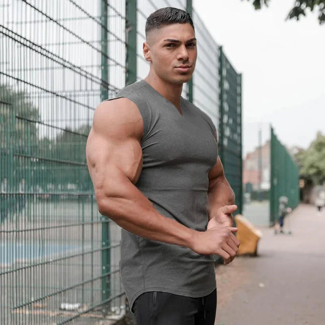 Men's V-Neck Cotton Tank Tops - Breathable & Comfortable