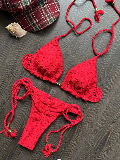 Women's 2-Piece Tassel Strap Bikini Set