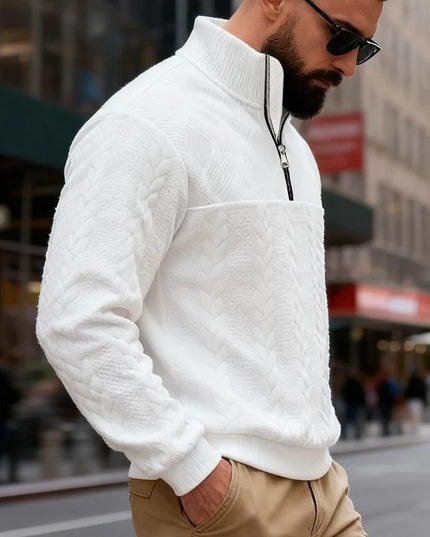 Men's Casual Stand Collar Pullover Sweater - Loose Fit Knit Sweater for Men