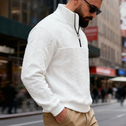 Men's Casual Stand Collar Pullover Sweater - Loose Fit Knit Sweater for Men