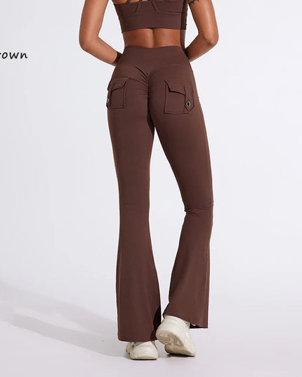 DIAS FIT JOY Women's High-Waisted Pocket Flared Pants | Hip-Lifting, Comfort Fit, Trendy Flared Trousers