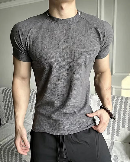 Men's Honeycomb Pattern Quick-Dry Breathable Elastic T-Shirt