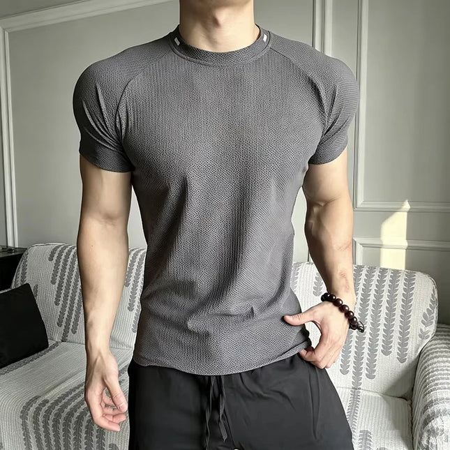 Men's Honeycomb Pattern Quick-Dry Breathable Elastic T-Shirt