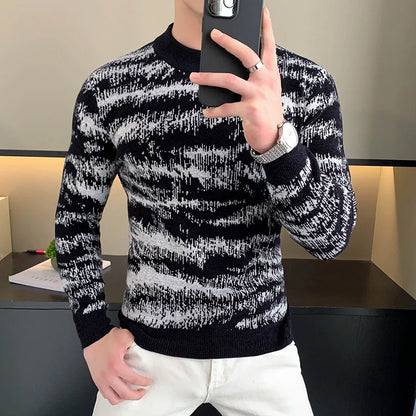 Men's Long Sleeve Velvet Knit Sweater