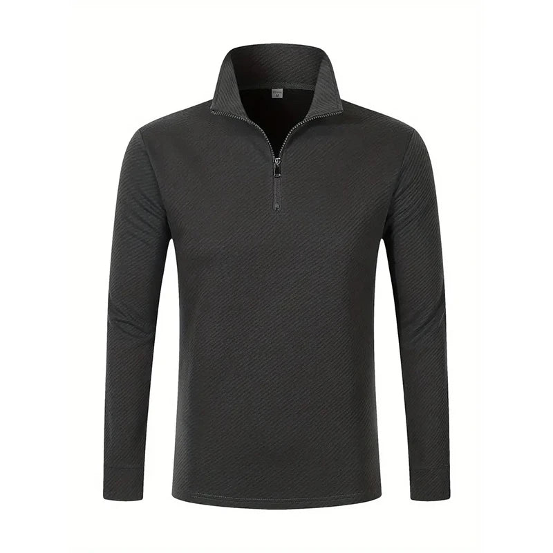 Men's Long Sleeve Zipper Polo Sweater
