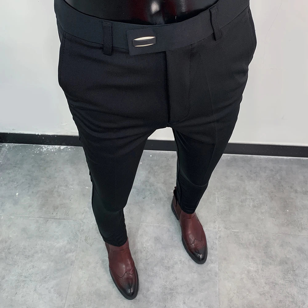 Men's Slim Fit Dress Pants - Formal Slim Trousers for Men