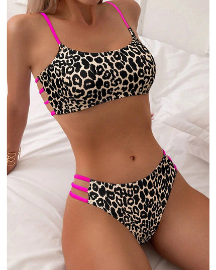 Leopard Print Women’s Bikini Swimsuit - High Waist Brazilian Bikini Set