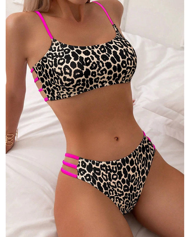 Leopard Print Women’s Bikini Swimsuit - High Waist Brazilian Bikini Set