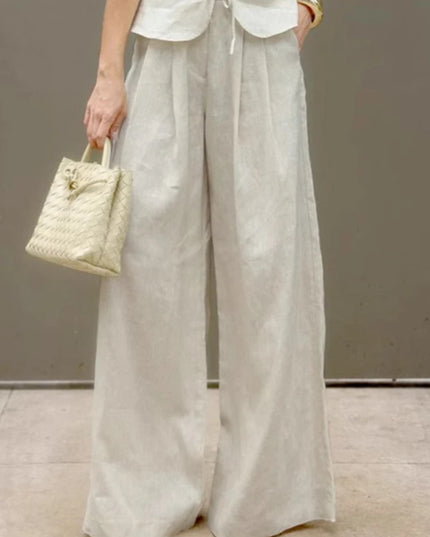 Women's Two-Piece Outfit Set – Sleeveless Vest & High-Waist Wide-Leg Trousers