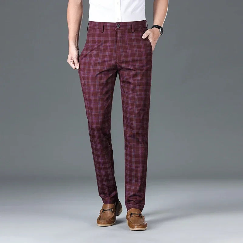 Men's Classic Checkered Straight Casual Pants
