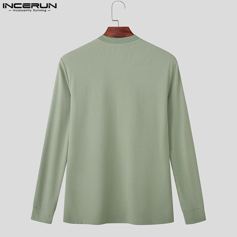 Incerun Men’s V-Neck Long Sleeve Knit Sweater – Stylish Warmth, Casual & Classic Fit