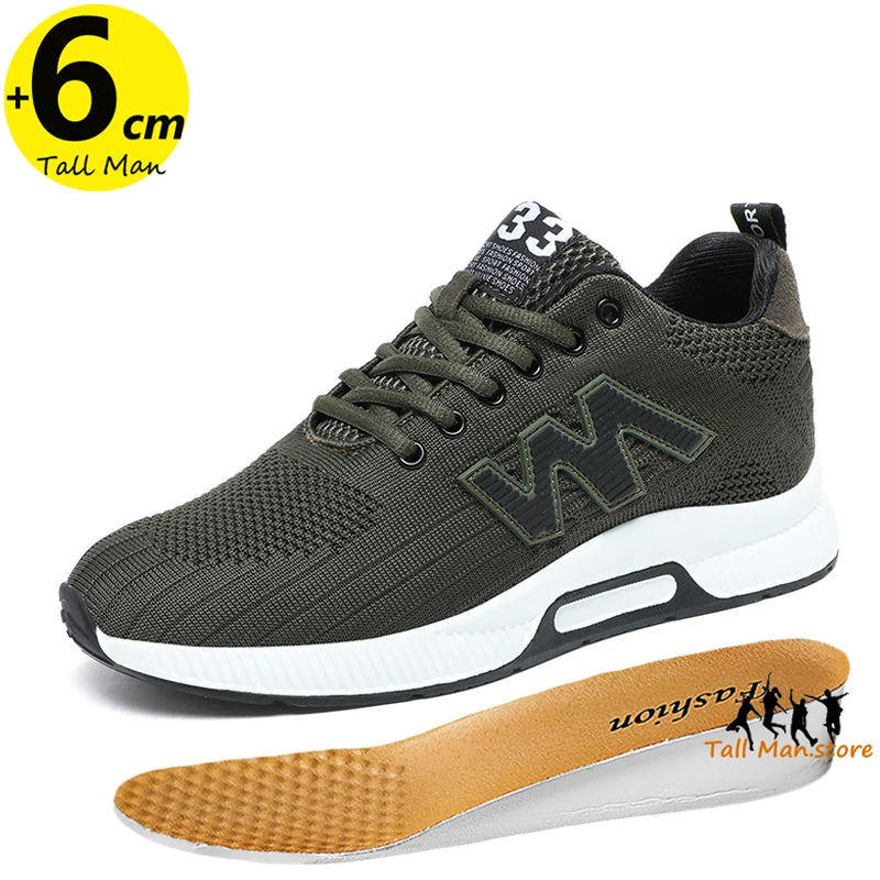 Men's Elevator Sneakers with 6cm Height-Increasing Insole