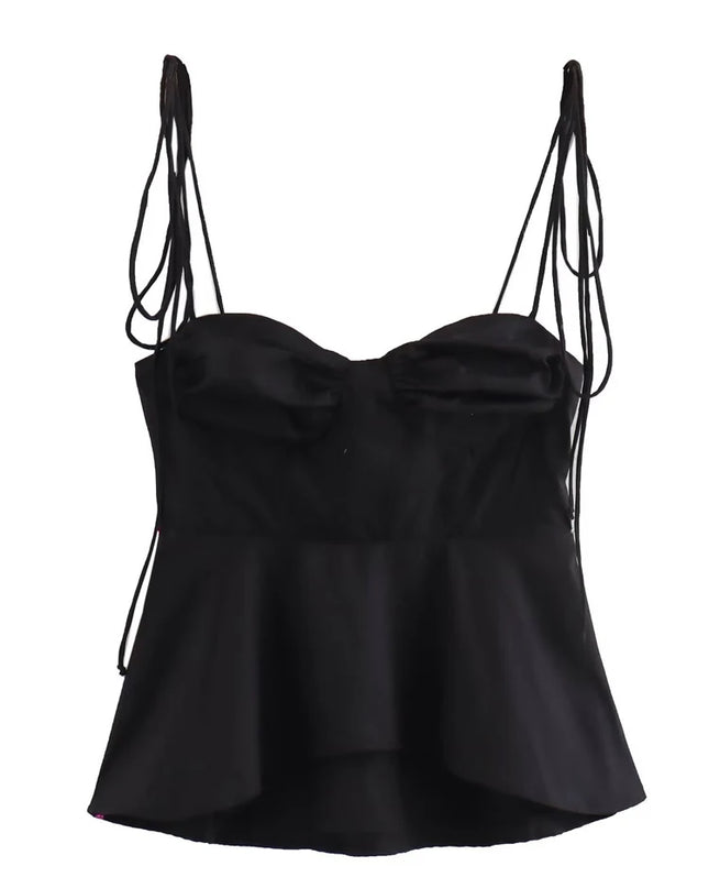 Strappy Ruffle Crop Top for Women - Various Colors