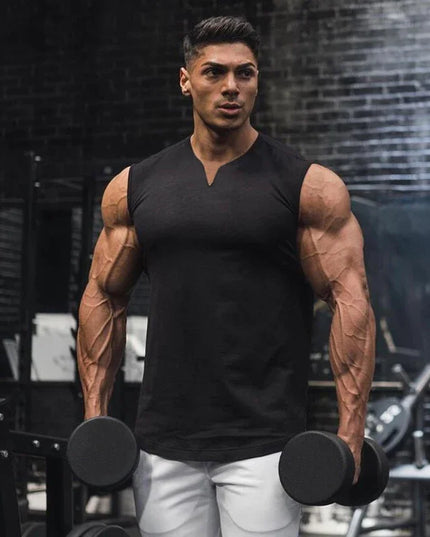 Men's V-Neck Cotton Tank Tops - Breathable & Comfortable
