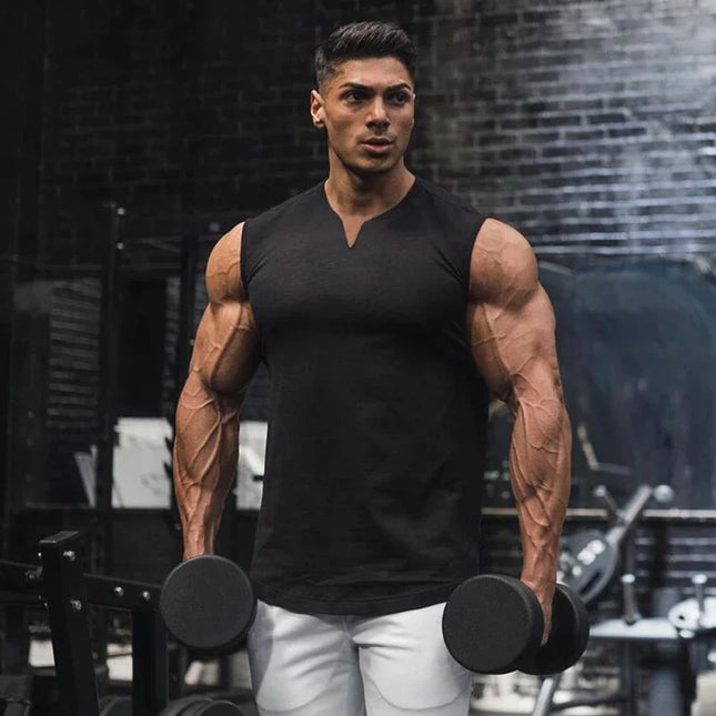 Men's V-Neck Cotton Tank Tops - Breathable & Comfortable