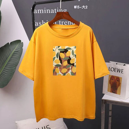 Lemon Print Graphic T-Shirt for Women – Summer Cotton Tee by Hirsionsan
