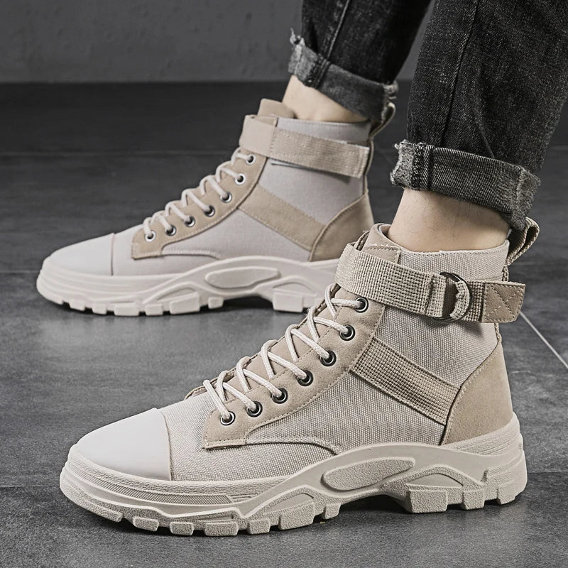 Men's High-Top Canvas Flat Lace-Up Sneakers