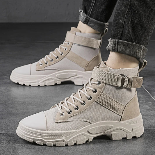 Men's High-Top Canvas Flat Lace-Up Sneakers