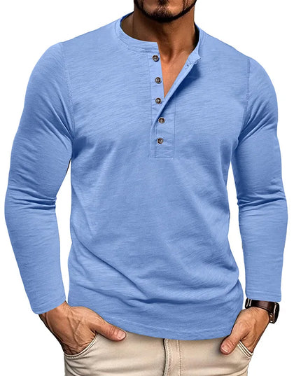 Men's Casual Long Sleeve Henley Slim Shirt