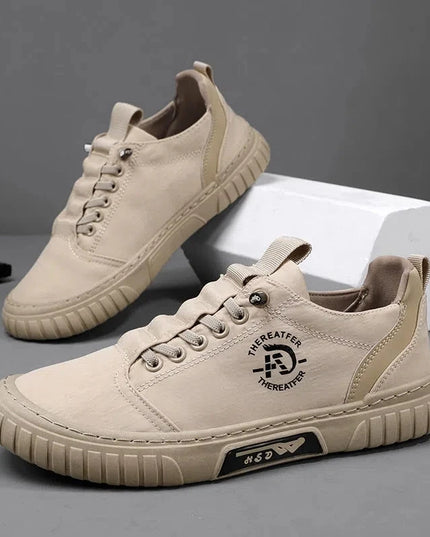 Men's Casual Canvas Lace-Up Sneakers – Comfortable Flat Sneakers for Everyday Wear