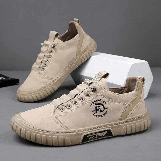 Men's Casual Canvas Lace-Up Sneakers – Comfortable Flat Sneakers for Everyday Wear
