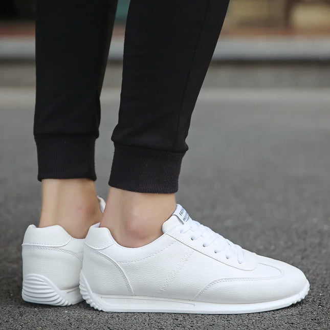 Men's Faux Leather Casual Sneakers with Non-Slip Sole