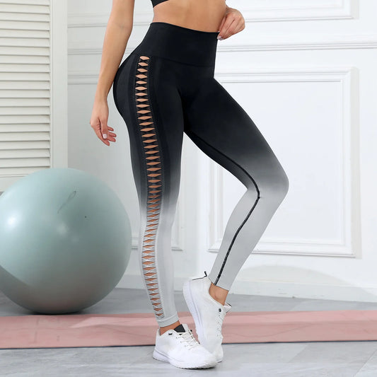 Women's High-Waisted Mesh Yoga Leggings - Various Colors