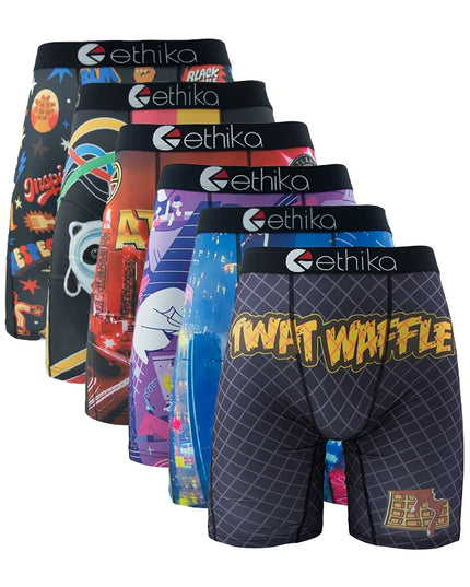 ETHIKA Men's 6-Pack Breathable Boxer Briefs Underwear Trunks