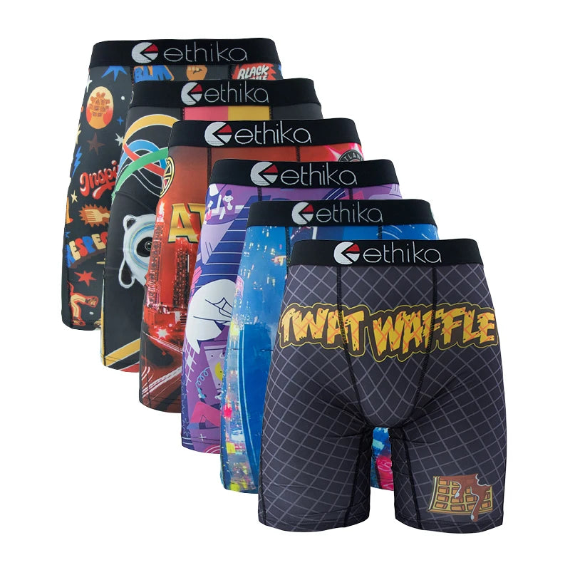 ETHIKA Men's 6-Pack Breathable Boxer Briefs Underwear Trunks