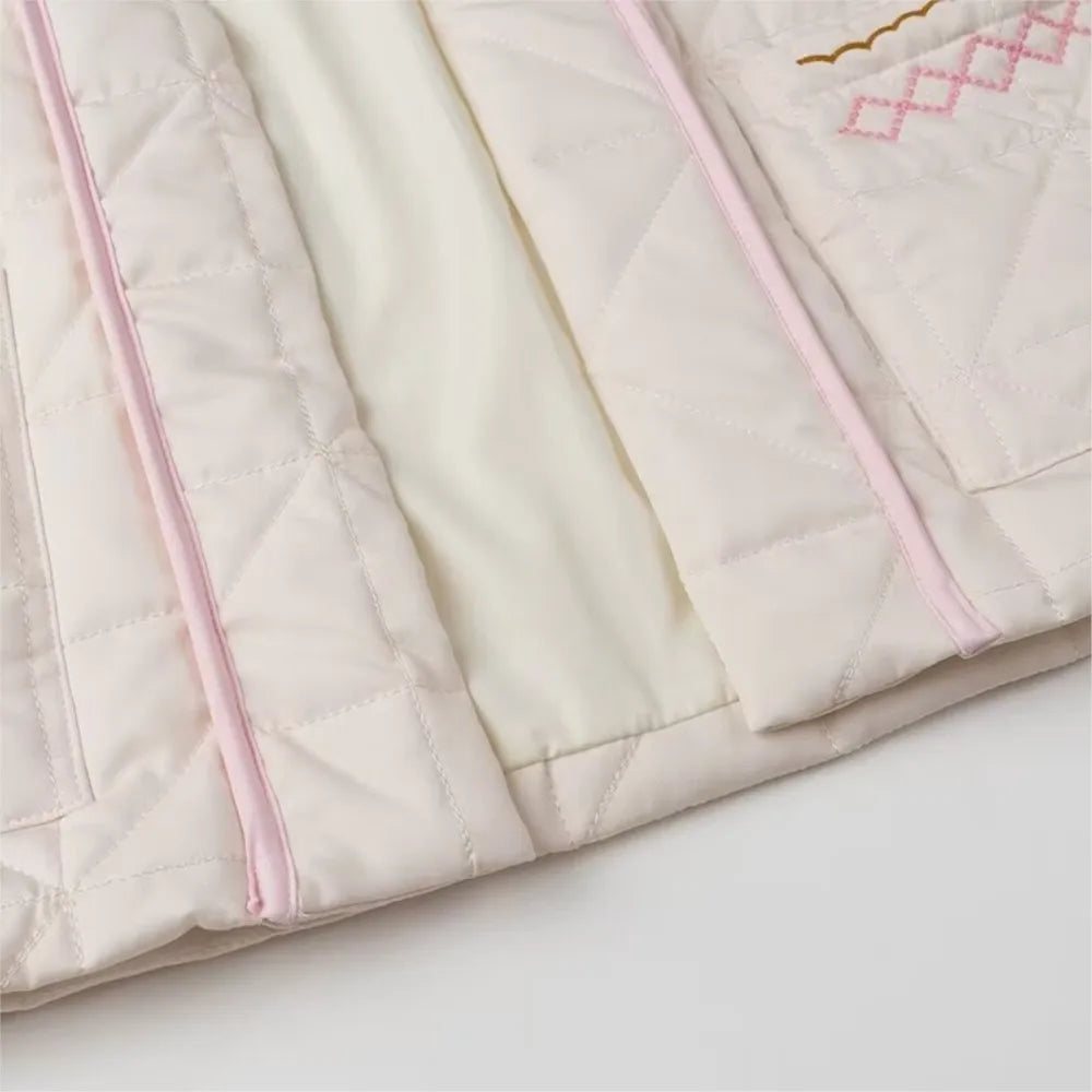 Women's Embroidered Quilting Coat - Oversized Outerwear Jacket for Women