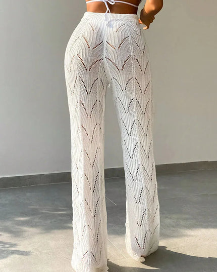 Women's Elegant Hollow Knit Pants - Stylish and Comfortable Knitted Trousers
