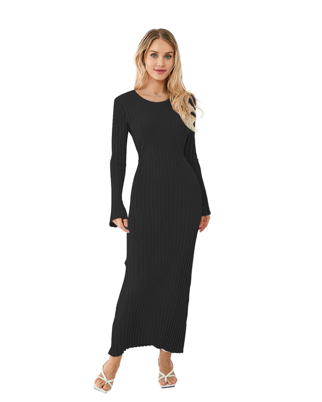 Elegant Women’s Knit Long Sleeve Bodycon Dress – Stylish & Comfortable Long Sleeve Midi Dress for Women