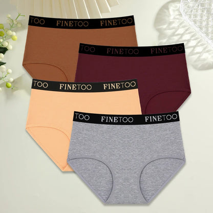 Women's 4-Piece Cotton High-Waist Seamless Breathable Elastic Underwear