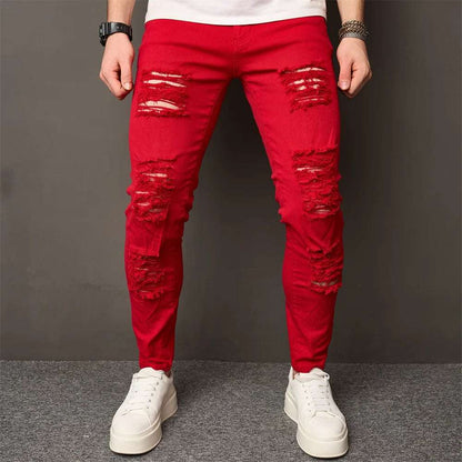 Men's Distressed Ripped Skinny Denim Pants
