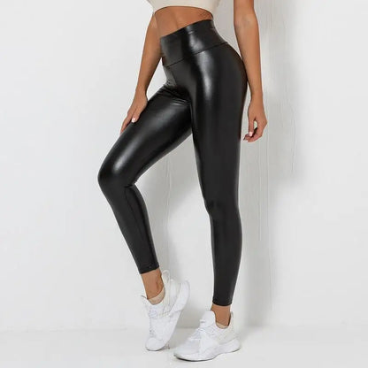 High Waist Women's Leggings - Comfortable, Stylish PU Faux Leather Tights for Women