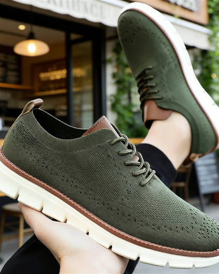 Men's Breathable Casual Shoes with Shock Absorption and Lace-Up Design