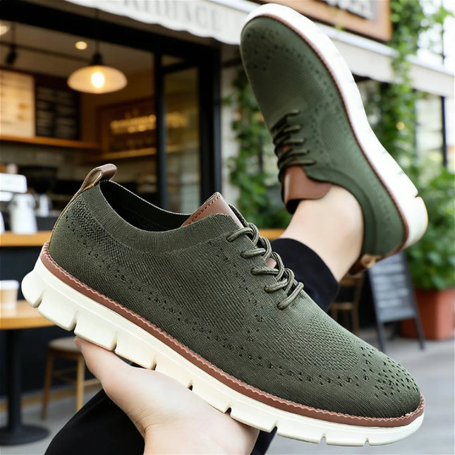Men's Breathable Casual Shoes with Shock Absorption and Lace-Up Design