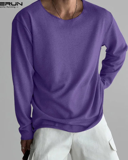 Men's Casual O-Neck Long Sleeve Breathable Sweater