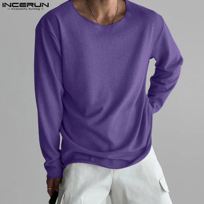 Men's Casual O-Neck Long Sleeve Breathable Sweater