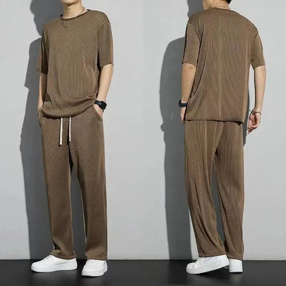 Men's Two-Piece Thin Casual T-Shirt & Drawstring Sweatpants Set