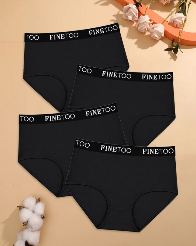 4-Piece Women's Cotton Seamless Mid-Waist Briefs Set – Breathable, Stretchy, Comfortable Underwear for Everyday Wear