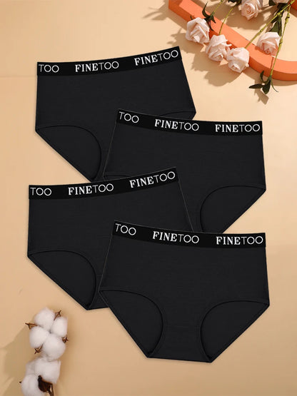 4-Piece Women's Cotton Seamless Mid-Waist Briefs Set – Breathable, Stretchy, Comfortable Underwear for Everyday Wear