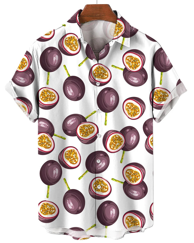Men's T-Shirt with a Variety of Fruit and Animated Print
