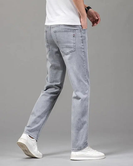 Straight Stretch Denim Men's High-Waist Jeans - Various Colors