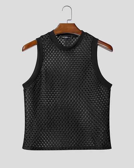Incerun Men's Mesh Hollow Out O-Neck Tank Top