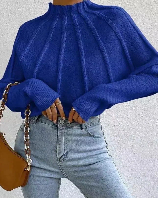 Knit Pullover Sweater with Batwing Sleeves for Women