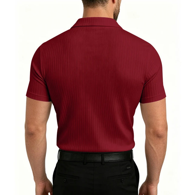 Men's Slim-Fit Knitted V-Neck Short-Sleeve Breathable T-Shirt