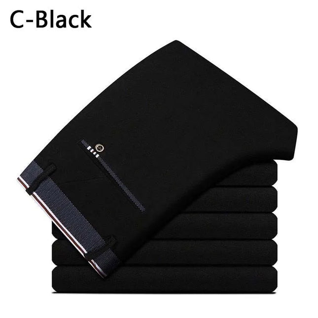 Men's Stretch Straight-Leg Trousers - Slim Fit Style