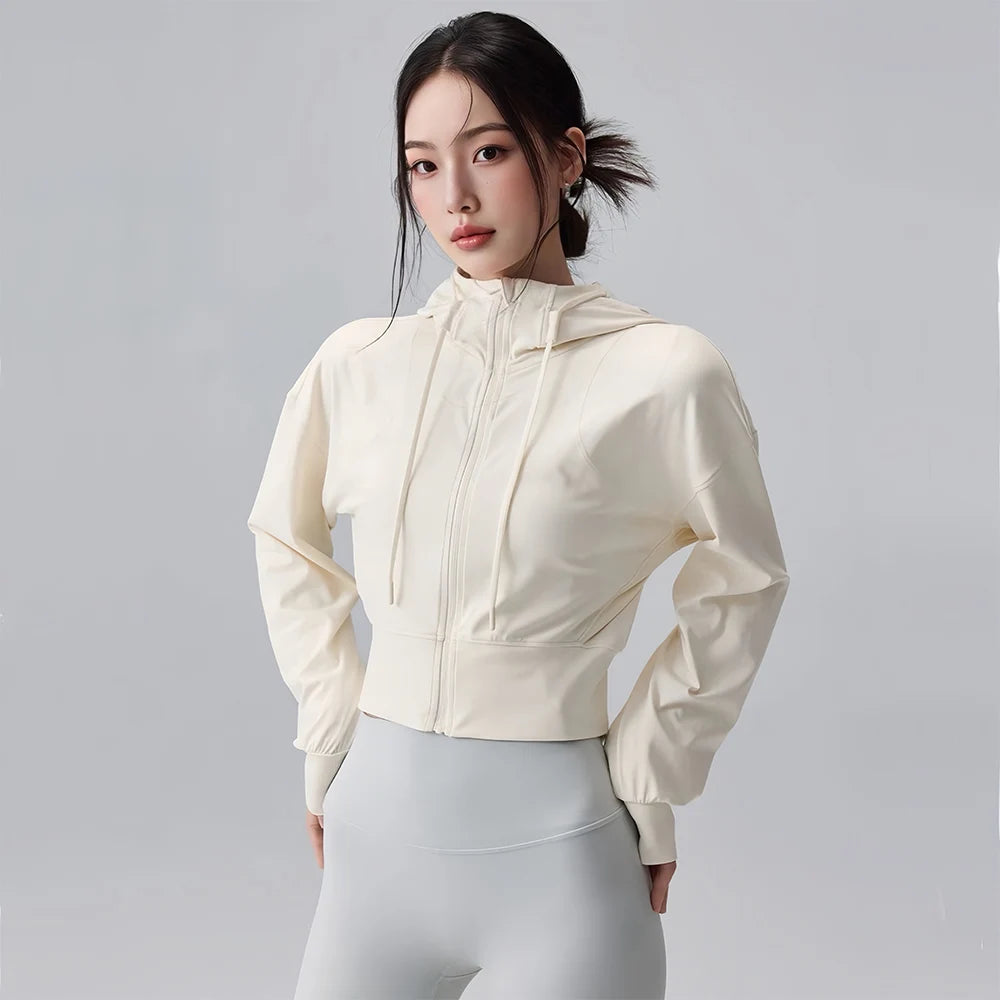 Women's Lightweight Slim Fit Hooded Running Jacket for Sports