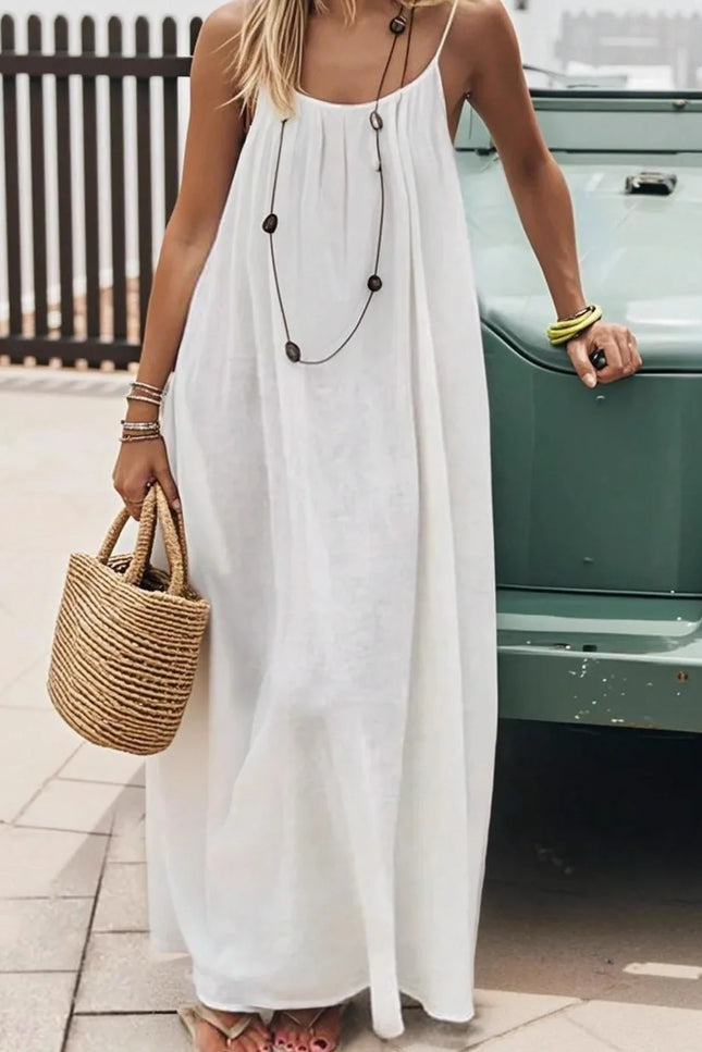 Women's Loose Fit Long Casual Dress with Strap Detailing
